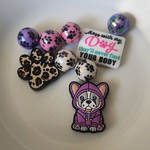 Beads Dog Focal Beads Paw Print Acrylic Colorful Bead Soup Beaded Pen Badge Clip